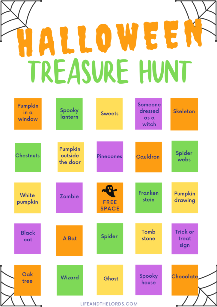Free Halloween treasure hunt printable. Halloween, Halloween scavenger hunt, free Halloween printable, free printable, Halloween activities, covid safe Halloween.